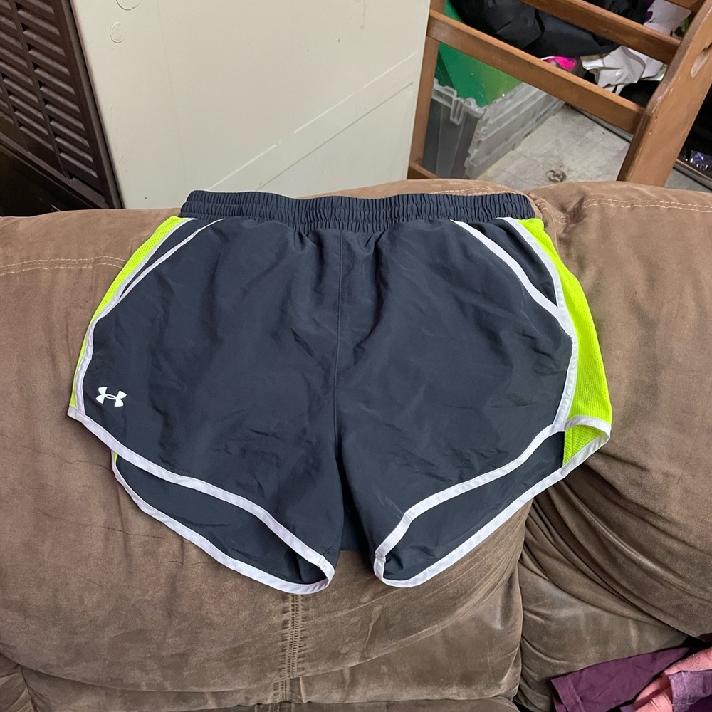 Grey and Yellow Under Armour Gym Shorts